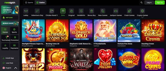 Neospin casino collection of slot games