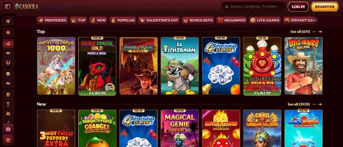 Collection of games at Casoola Casino