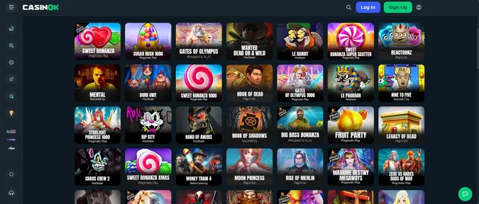 Collection of casino games at CasinOK Casino