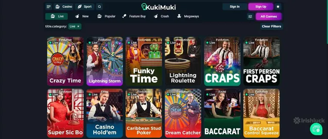 KukiMuki live casino games