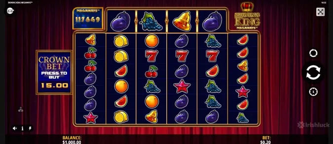 Gameplay of Shining King Megaways Slot