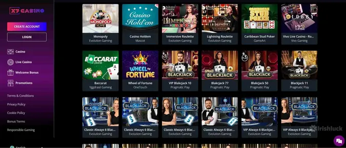 X7 live casino games