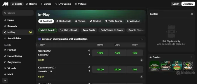 In-play betting at Midnite sportsbook