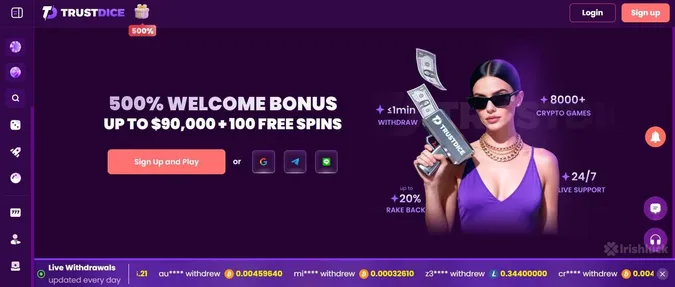 TrustDice Casino Welcome offer