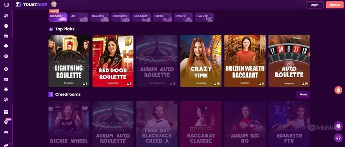 TrustDice live casino games