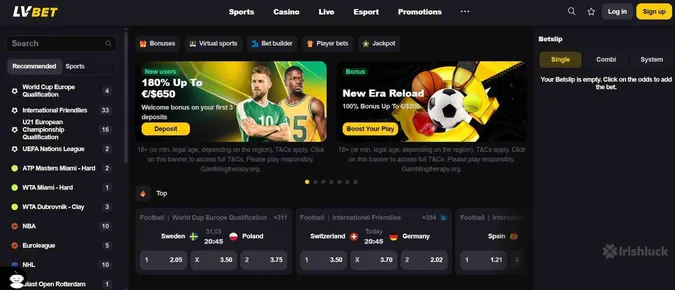 homepage of LVBet sportsbook