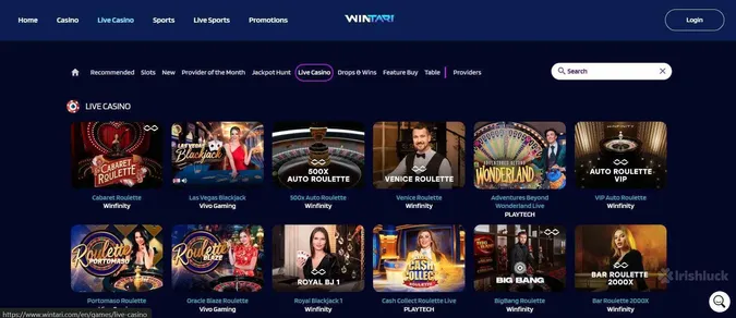 Wintari live casino games