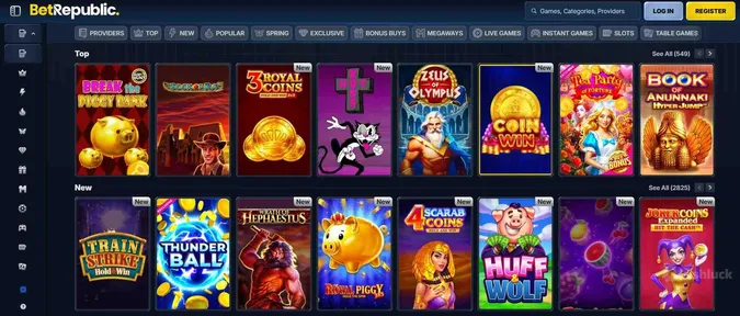 collection of casino games at betrepublic casino