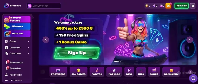 welcome bonus at Slotrave casino