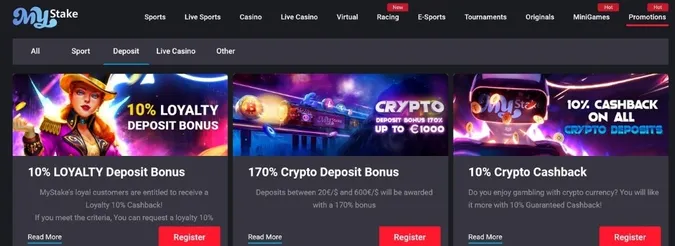 Mystake casino promo page