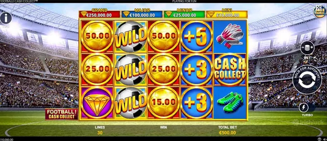 gameplay of football cash collect slot game