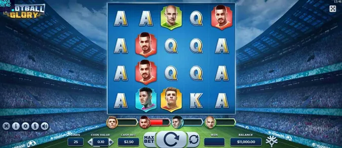 screenshot of football glory slot game