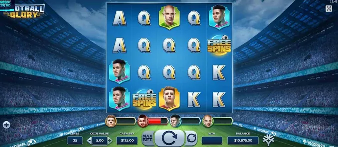 symbols of football glory slot game