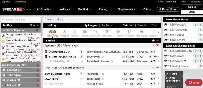 in play bettting at spreadex sportsbook