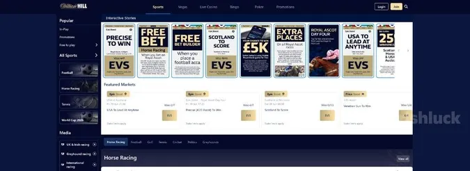 William Hill Sportsbook home page