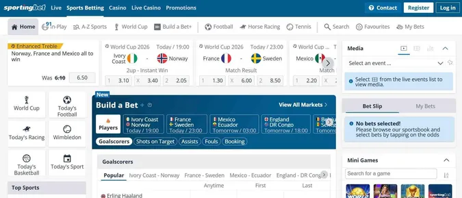 homepage of sportingbet
