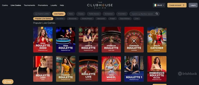 clubhouse casino live dealer games
