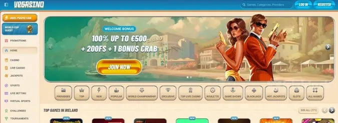 Vegasino home page