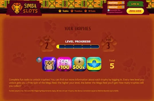 Simba Slots Loyalty Program