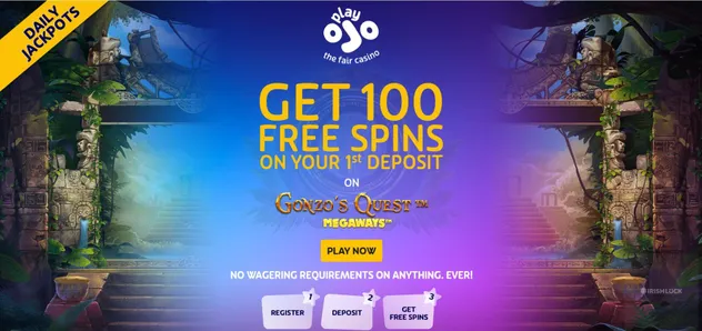 playojo casino ireland welcome bonus 100 free spins gonzo quest daily jackpots online casinos ireland