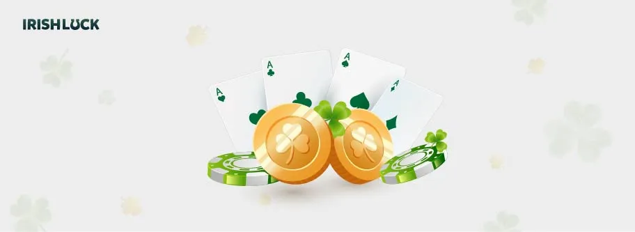 image of white cards with chips and coins