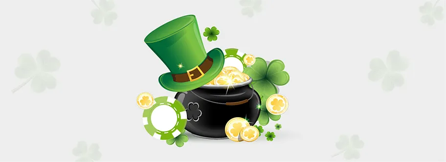 green hat with coins shamrock and chips