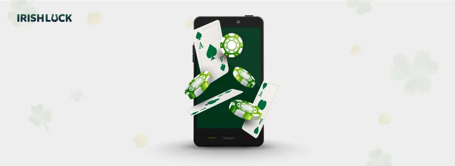 Irishluck green and black mobile phone with chips and cards