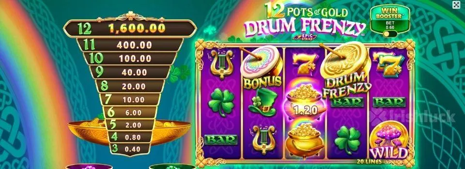 12 pots of gold drum frenzy slot gameplay
