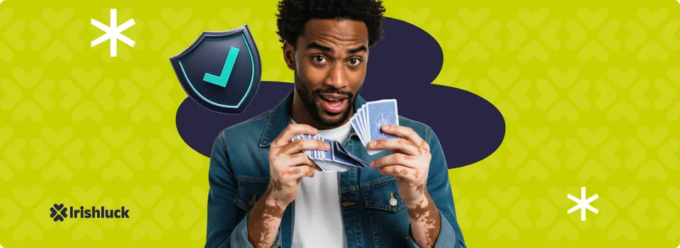 image of a man holding cards