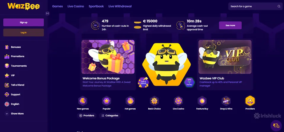 wazbee casino fast payout casino ireland