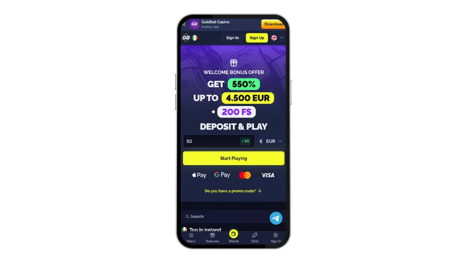 Goldbet casino home page